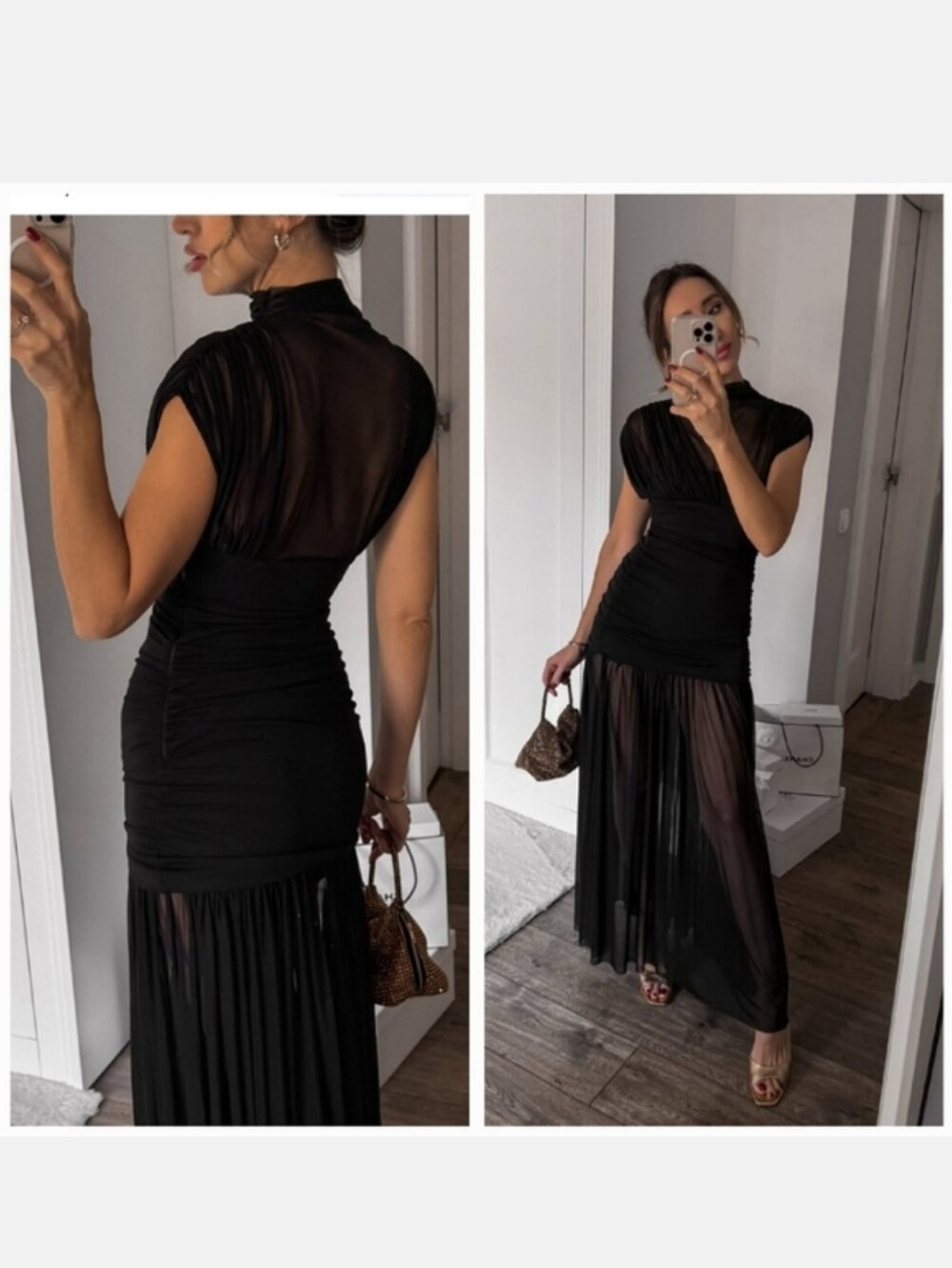 Zara Draped Midi Dress Black - Picture 5 of 16